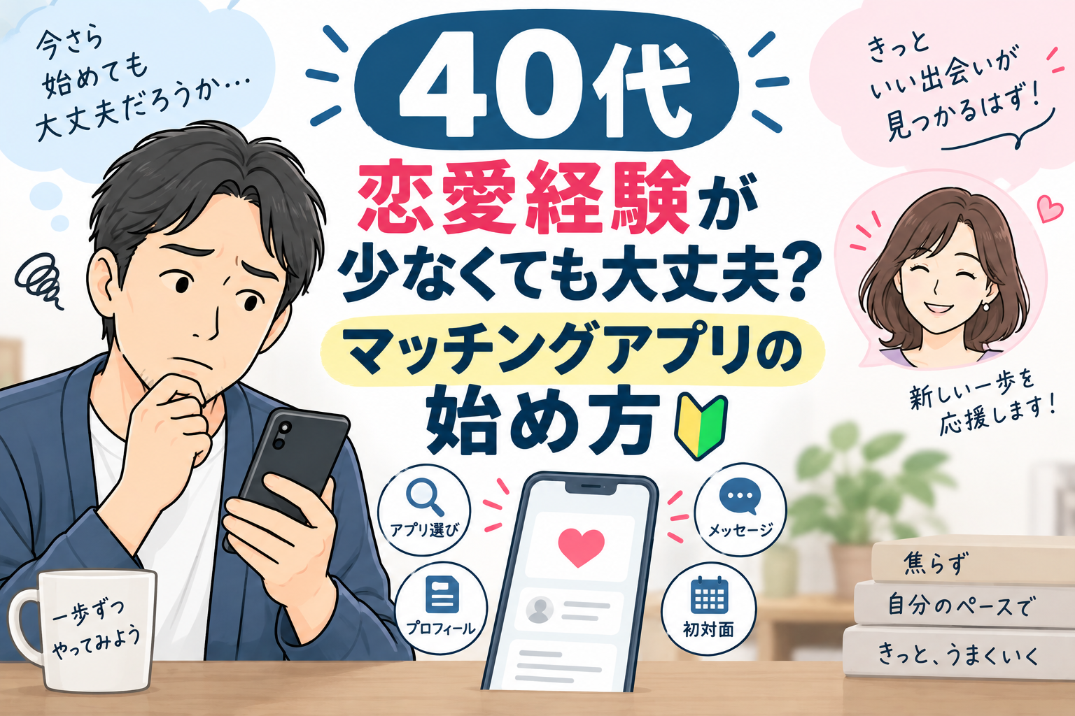 40代で恋愛経験が少ない人向けマッチングアプリの始め方