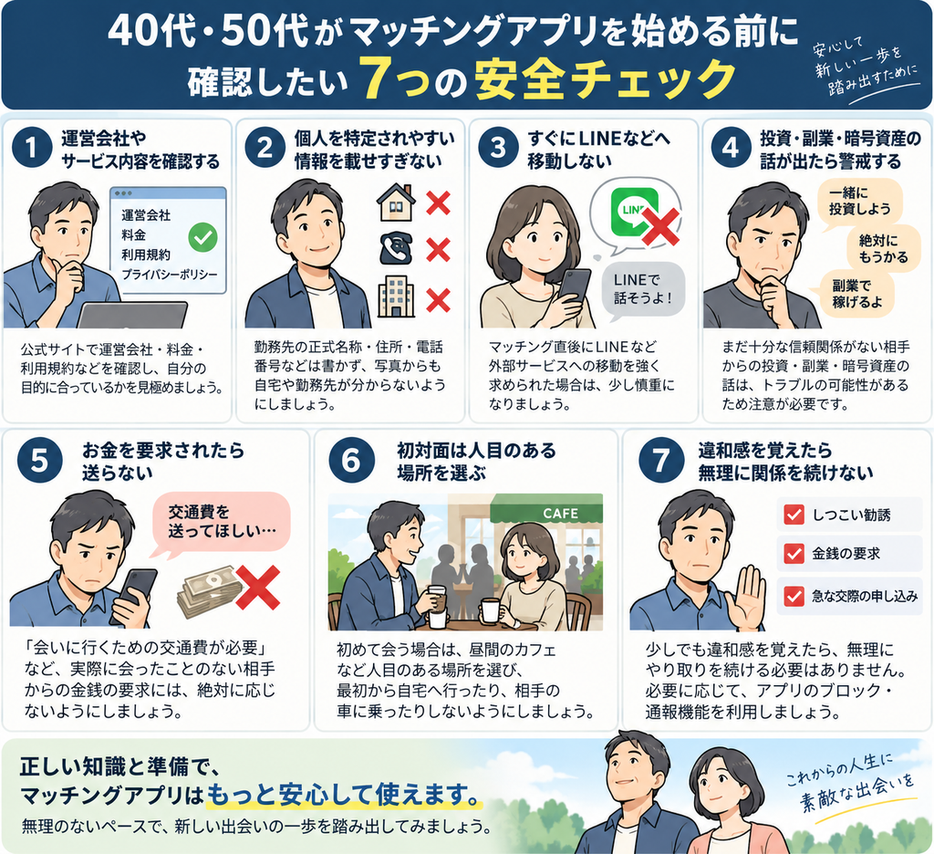 40代・50代がマッチングアプリを始める前に確認したい7つの安全チェック