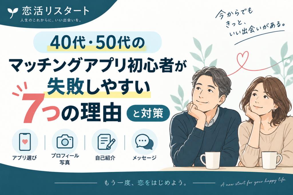 40代・50代のマッチングアプリ初心者が失敗しやすい7つの理由と対策