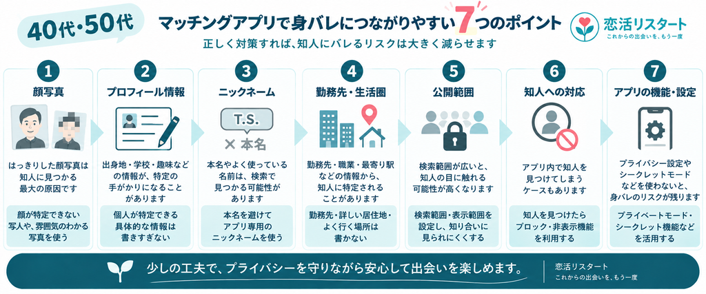 40代・50代がマッチングアプリで身バレにつながりやすい7つのポイント