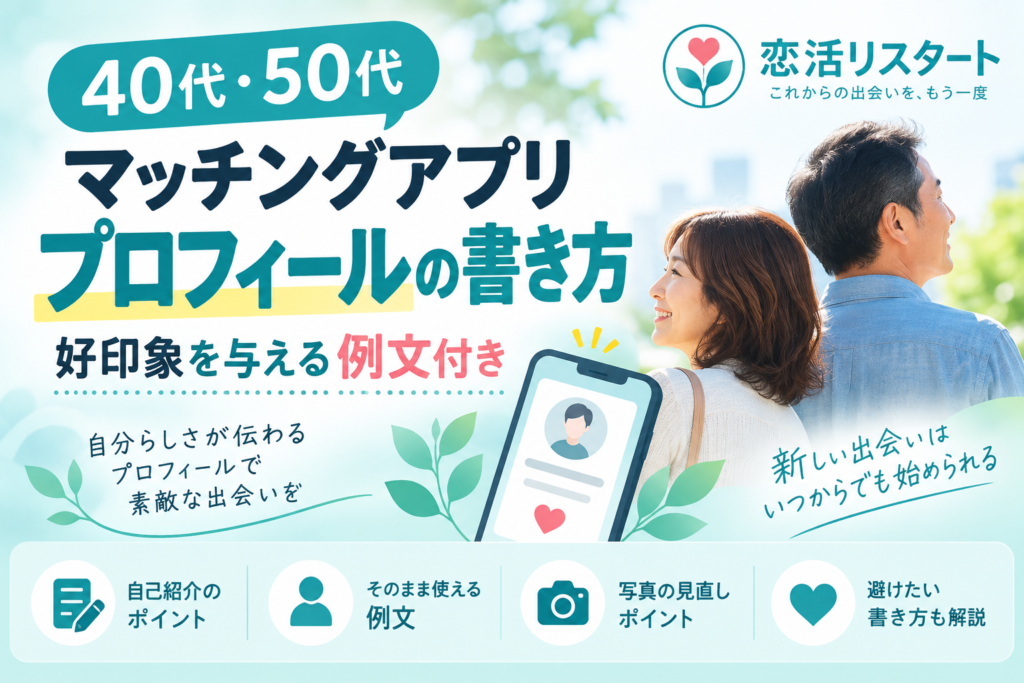 40代・50代のマッチングアプリプロフィールの書き方｜好印象を与える例文付き