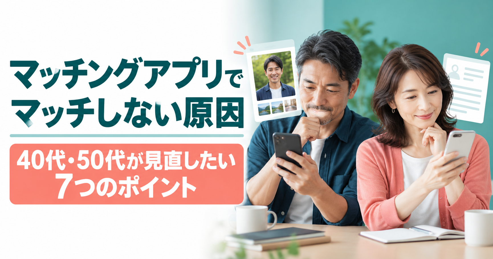 40代・50代がマッチングアプリでマッチしない原因と見直したい7つのポイント