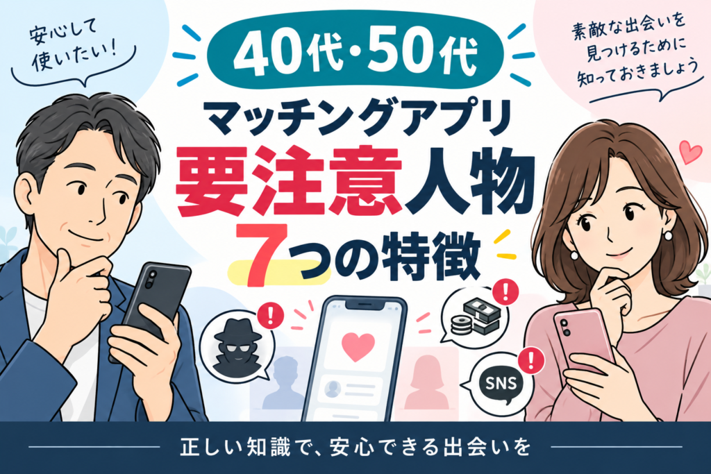 40代・50代がマッチングアプリで注意したい要注意人物7つの特徴